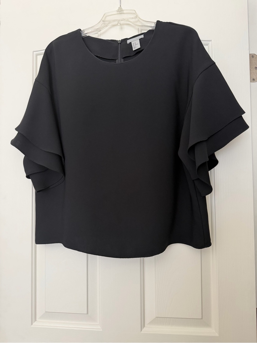 Black Layered Ruffle 3/4 Sleeve Top